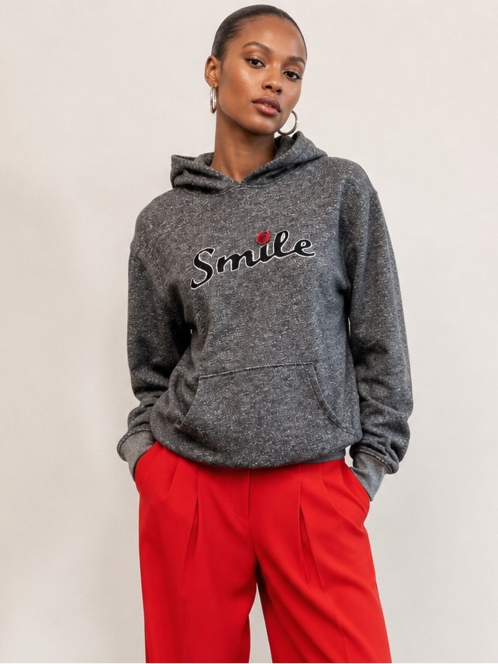 Isabel Marant Gray Burnout "SMILE" Hoodie Sweatshirt Size S